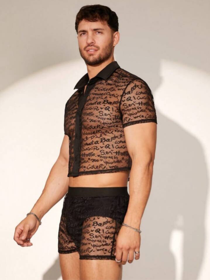 Men's Jacquard Mesh Shirt & Short Set